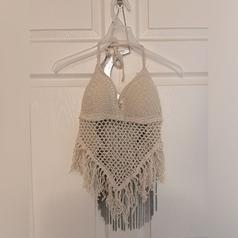 Fringe Crochet Backless Halter Top